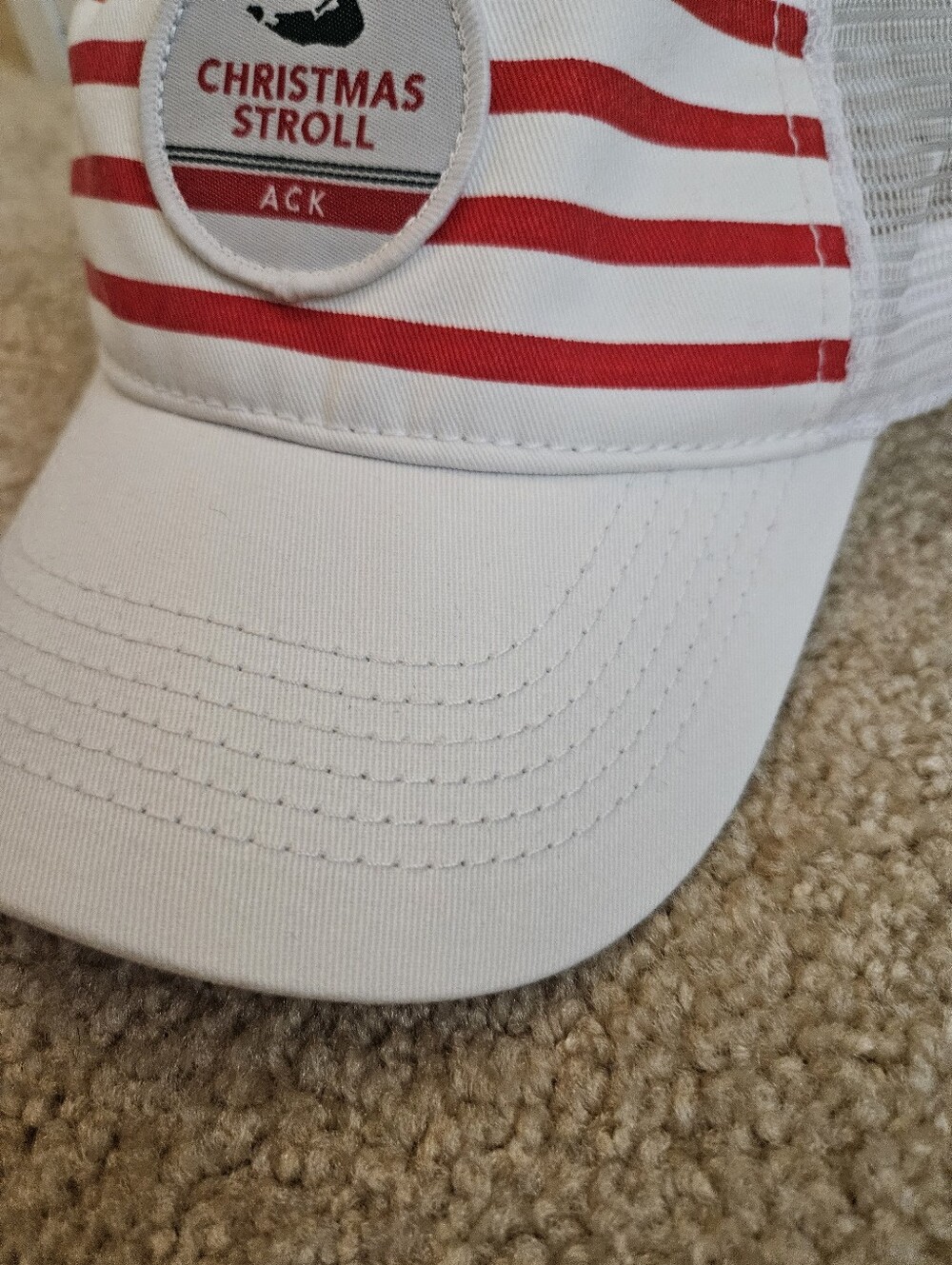 Christmas Stroll ACK Nantucket Red & White Stripe Trucker Hat - Picture 3 of 7